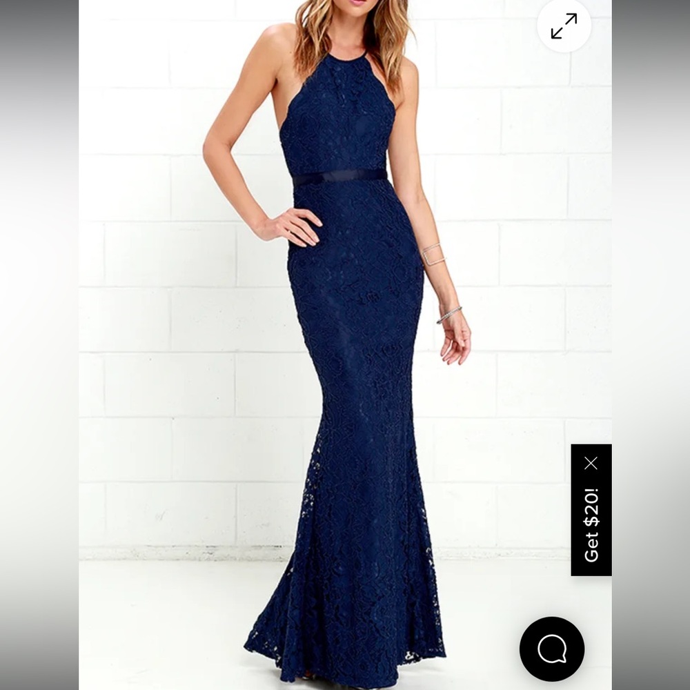 Lulu's Navy Backless Lace Dress